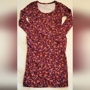 OldNavy Maternity Long-Sleeve Jersey-Knit Bodycon Dress, Small, Pink Floral